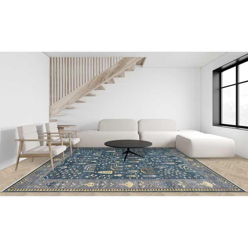 TUKNTR456BLPU Wool Oriental Area Rug, Rectangle 9' x 12'