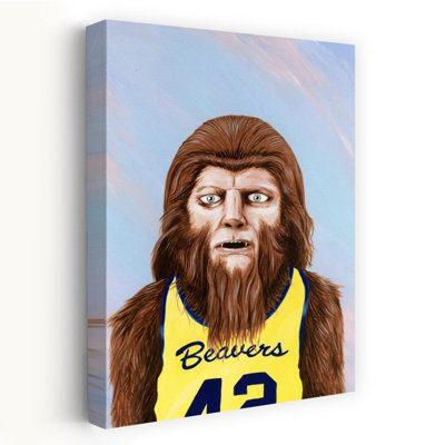 «Bigfoot» Joueur de basketball classique rétro, forêt loup surréel, impression d'art mural