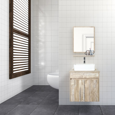 Ensemble de meuble-lavabo mural simple 24 po avec miroir Leopoldo