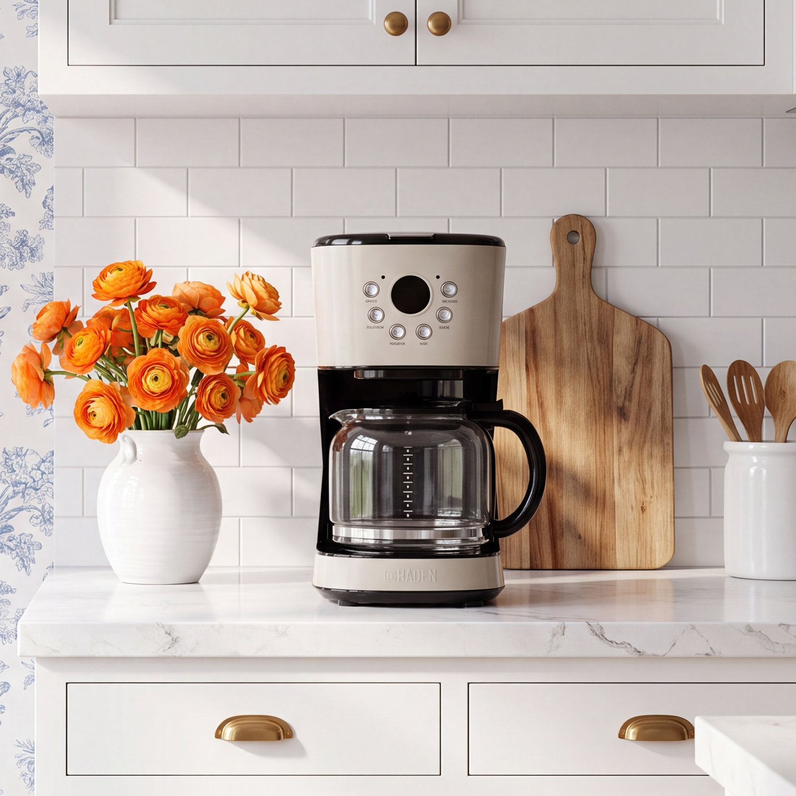 Haden 12-Cup Programmable Drip Coffee Maker, Putty