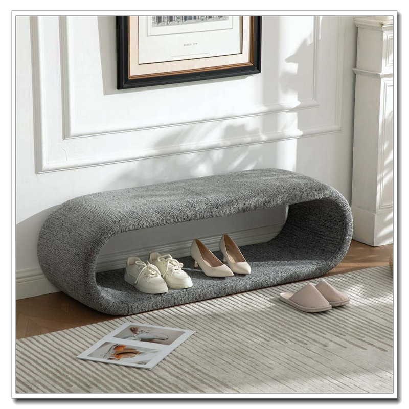 52.17"Wide Chenille Upholstered Bench, Gray