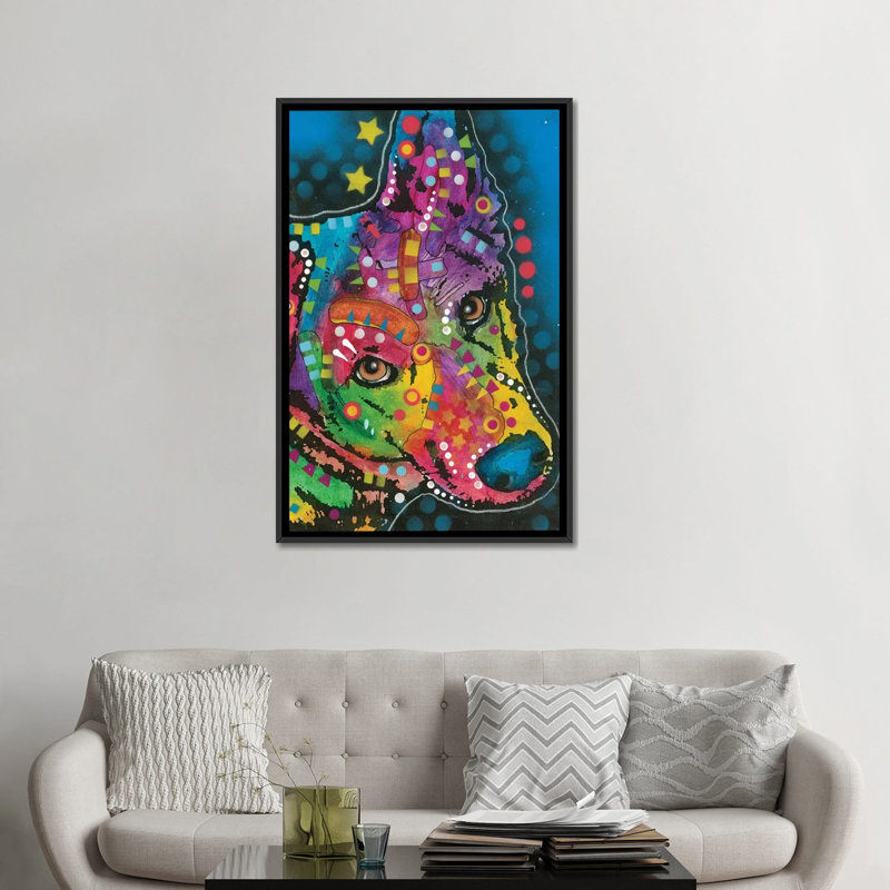 «German Shepherd I», impression sur toile, H 26 po x l 18 po x P 1,5 po, Toile avec cadre noir, Pas de tapis