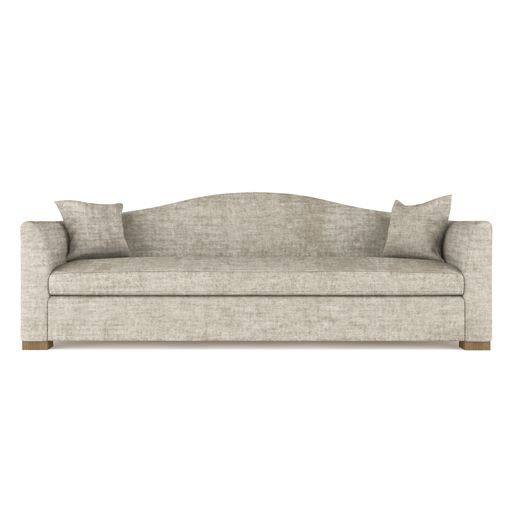 Horatio Camelback Taper Curved-Arm Sofa, Box Weave Linen Alabaster, 33" H x 96" W x 36" D, Weathered