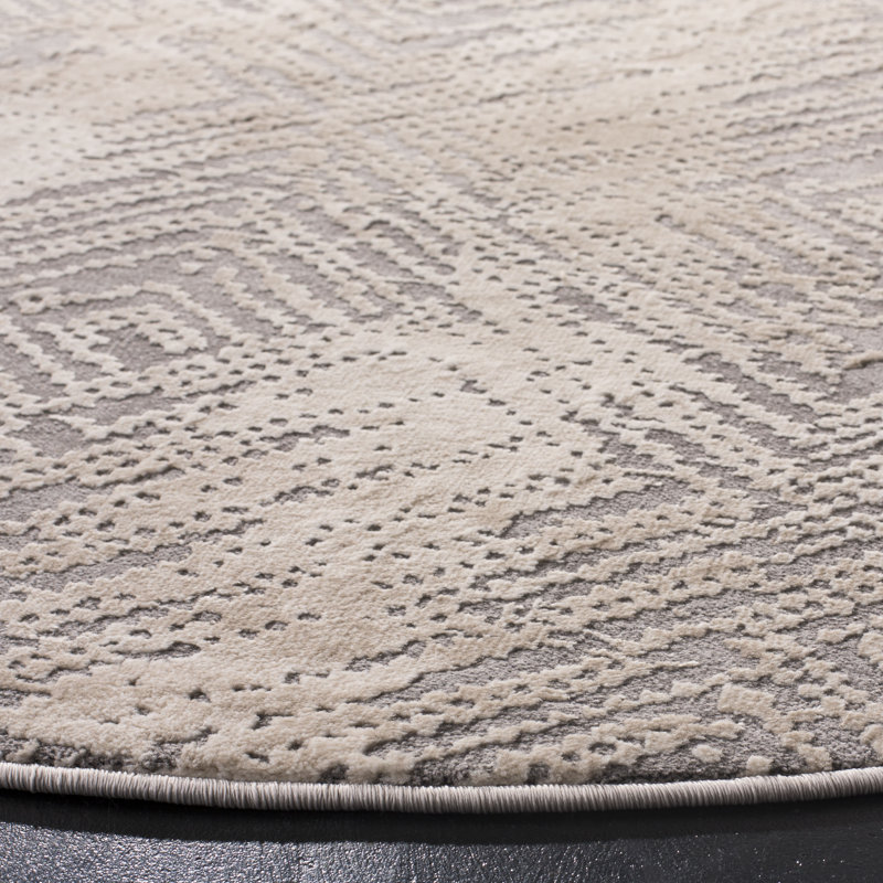 Edvin Geometric Ivory/Grey Area Rug, Rectangle 9' x 12'
