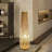 Japanese-style bamboo-woven solid wood floor lamp
