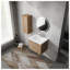 Meuble-lavabo mural 24 po avec lavabo et armoire latérale, unité de rangement en contreplaqué imitation chêne-129504536-129504537