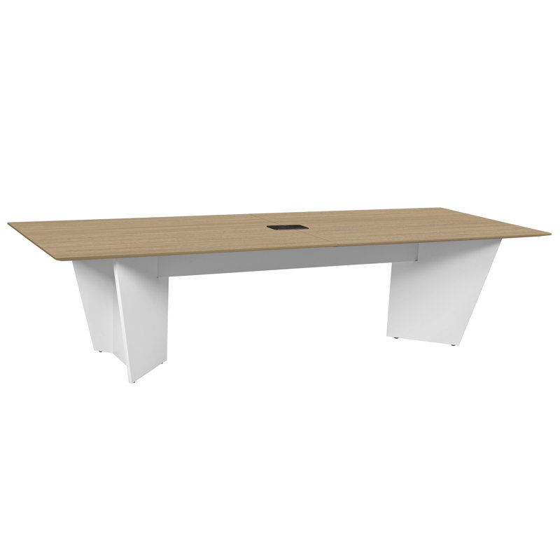 Table de conférence Array avec œillets de puissance, H 29 po x L 120 po x l 48 po, Chêne / blanc