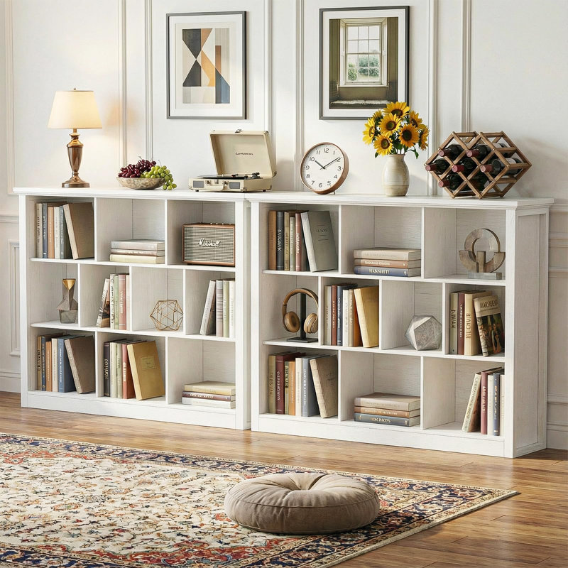 10 Cube Storage Organizer Book Shelf, White