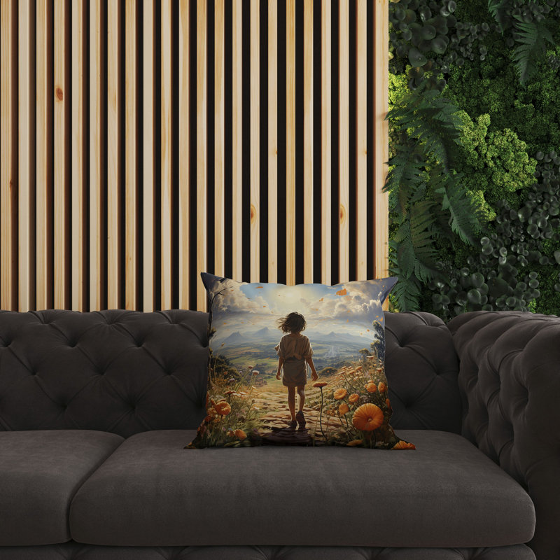 Curious Child Reversible Throw Pillow,  20"H x 20"W