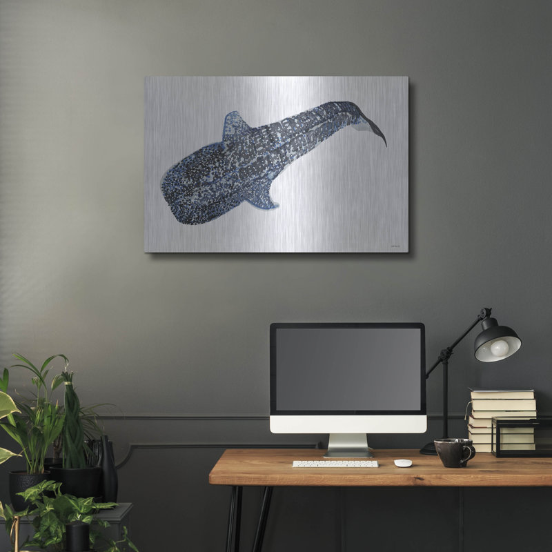 Breakwater Bay «Shark Whale 2» par Stellar Design Studio, art mural en métal, 36 po x 24 po, H 24 po x l 36 po