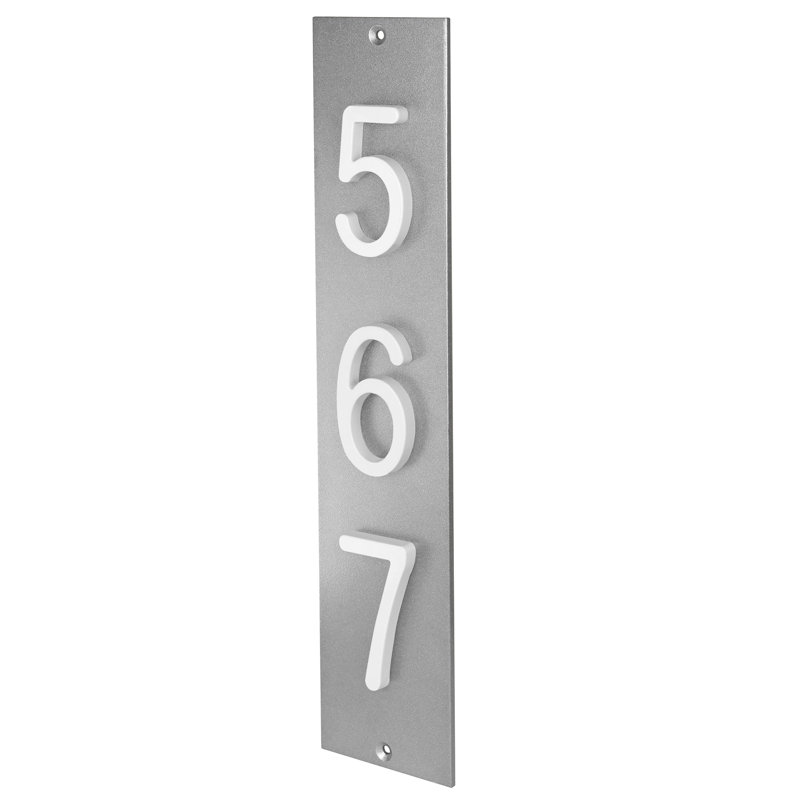 Plaque d'adresse verticale en aluminium à 3 tiroirs Royal Shade, Blanc, Argent argent, Oui