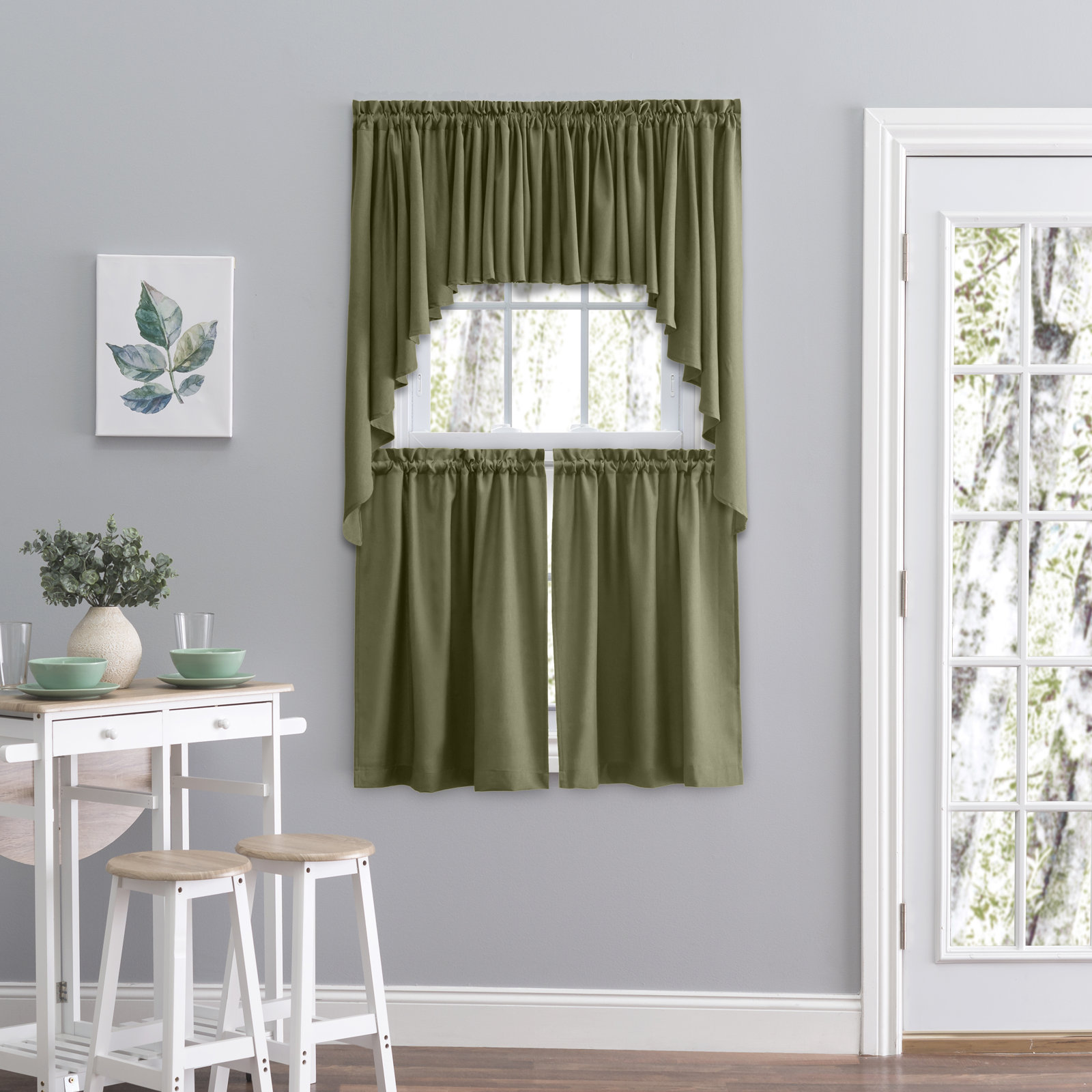 Opaque Swag Window Valance, 62" W x 54" L, Green