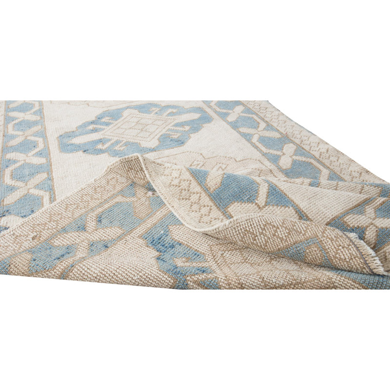 Tapis de couloir rétro noué à la main Oushak pour couloir