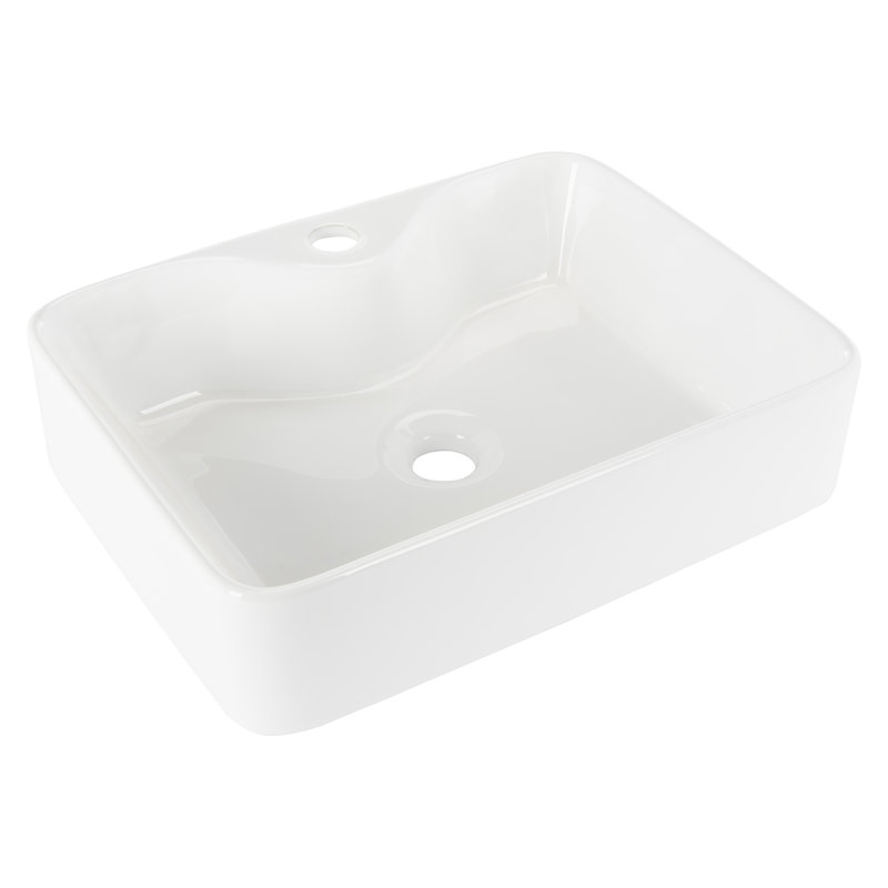 Fen White Ceramic Above-Counter Bathroom Vessel Sink
