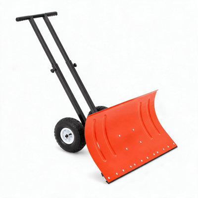Heavy Duty Wheeled Snow Pusher Shovel with 5-Level Adjustable Handle | Ergonomic Snow Plow for Driveway, Sidewalk & Yard Winter Cleanup