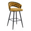 Ensemble de 2 tabourets de bar en chenille jaune avec pieds en fer noir, tabourets de comptoir modernes pour bar à domicile-2075058188