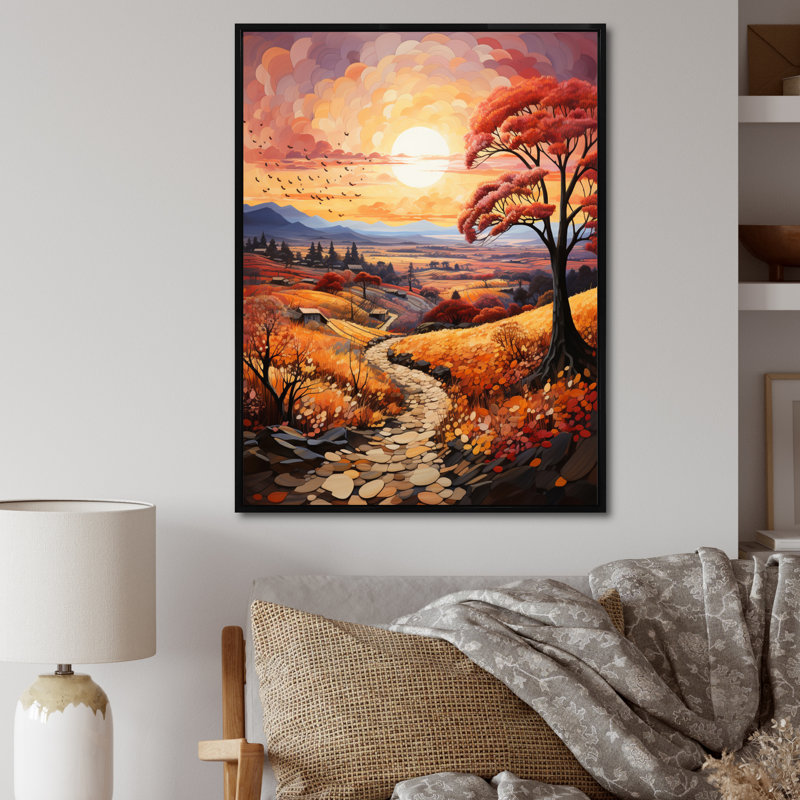 «Charnock Countryside Autumnal Orchard Patchwork I», reproduction sur toile, H 20 po x l 12 po x P 1 po, Cadre flottant noir