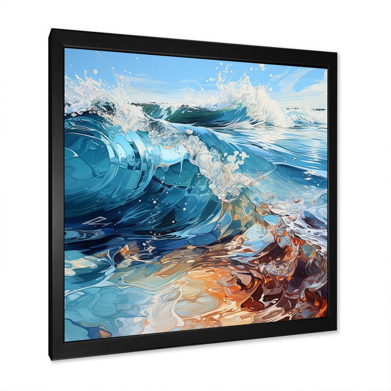 «Ocean Charm Vivid», impression sur toile, H 16 po x l 16 po x P 1 po, Cadre simple noir