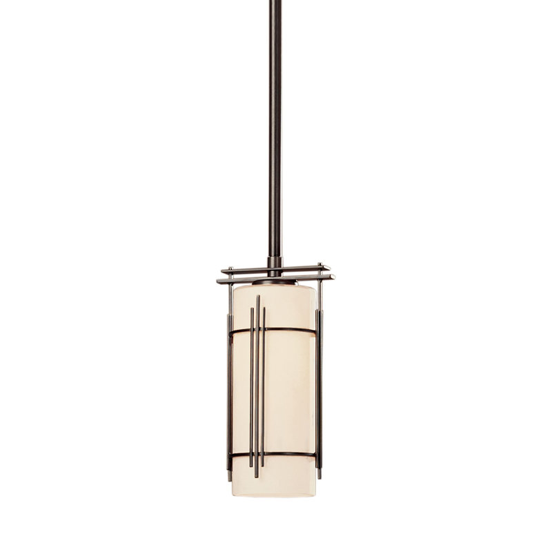 Mini luminaire suspendu Paralline - verre opale, Bronze huilé