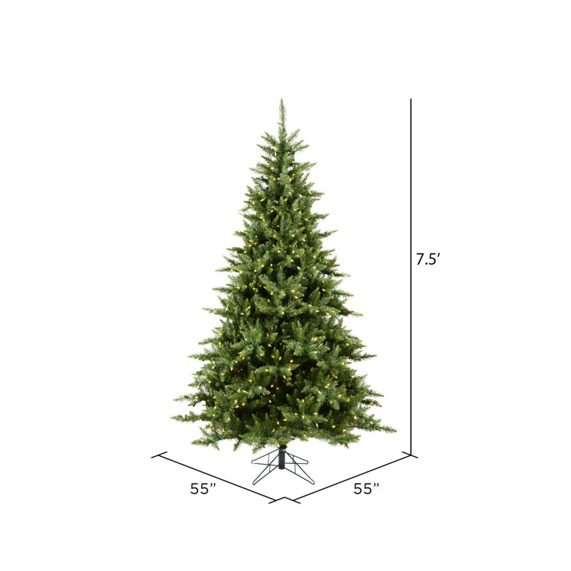 Camdon Lighted Artificial Fir Christmas Tree, 7.5' H, Warm White