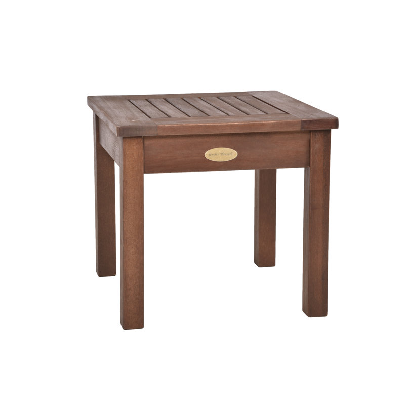 Square Eucalyptus Solid Wood Outdoor Side Table - 40 cm W 40 cm D, Dark Brown
