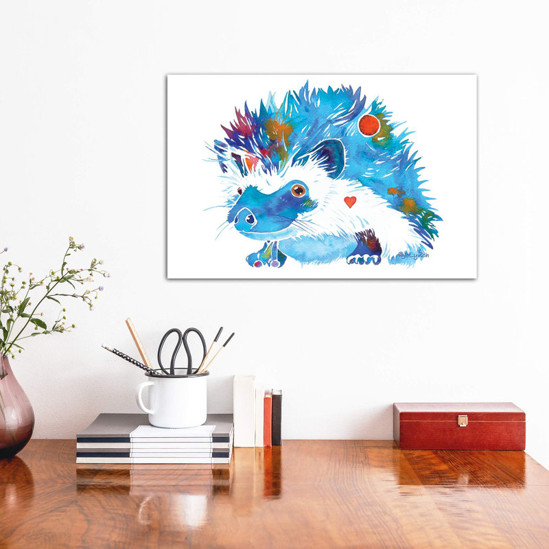 Hérisson par Jo Lynch - impression d'art graphique, Toile tendue, Pas de tapis, H 8 po x l 12 po x P 0,75 po