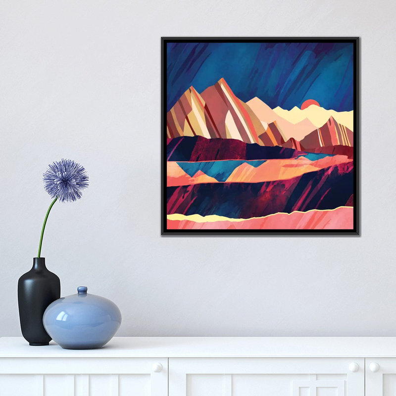 « désert valley »-impression SpaceFrog Designs, H 18 po x l 18 po x P 1,5 po, Toile avec cadre noir, Pas de tapis