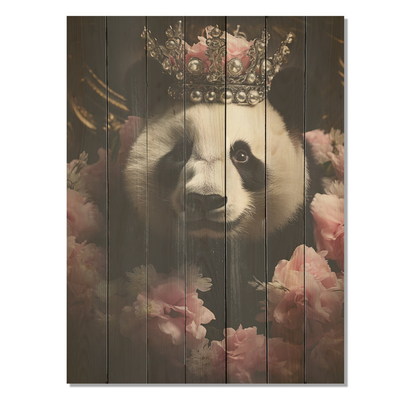 Portrait d'un panda Regal - animal panda sur bois, H 20 po x l 10 po