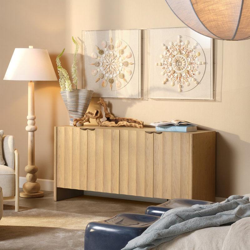 Finley Solid Wood Storage Cabinet, Brown Sugar Oak
