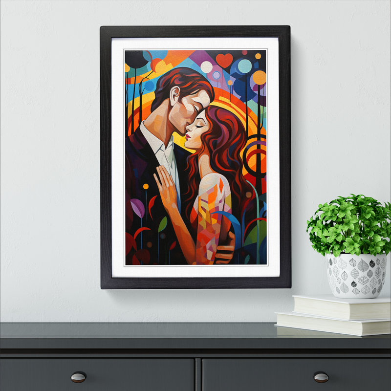 XYZ-FRM-V1223-4400 Lovers Modern No.2 - Single Picture Frame Print on Wood, 46cm H x 34cm W x 2cm D, Black 
