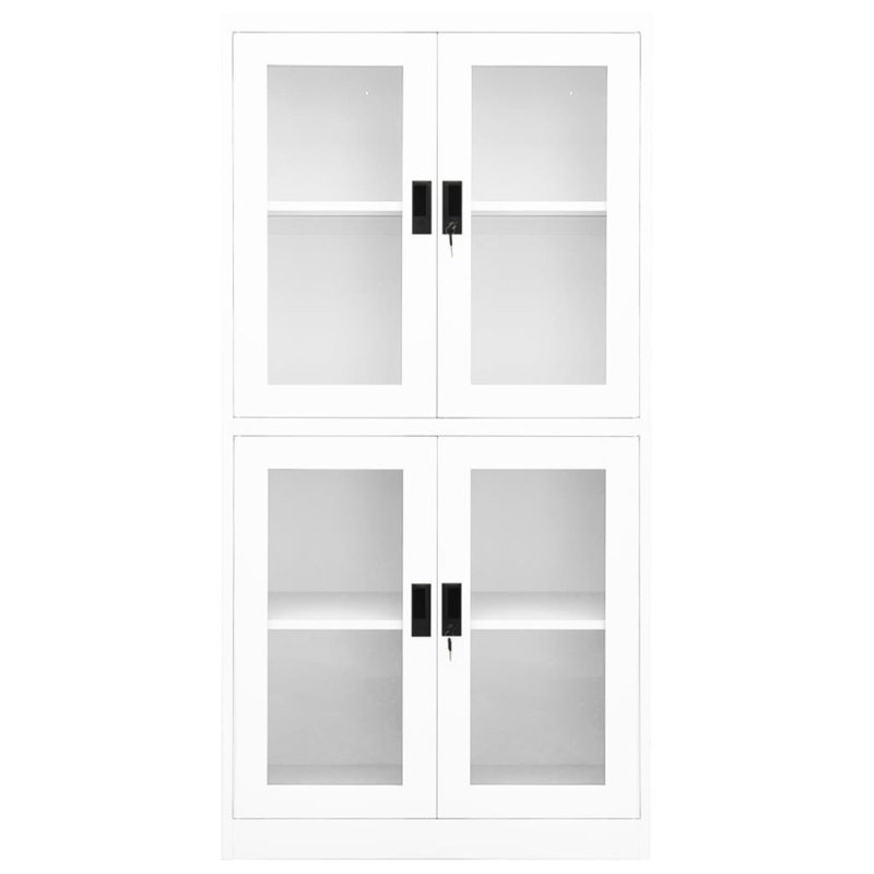 Office Cabinet Storage Cabinet for Office Steel and Tempered Glass, Anthracite
