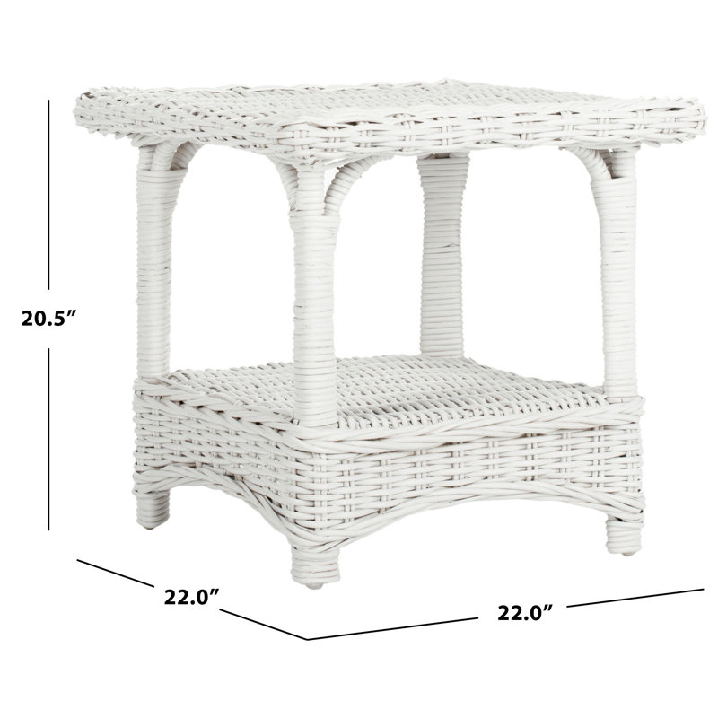 Bowen White Wicker and Rattan Box Accent Table