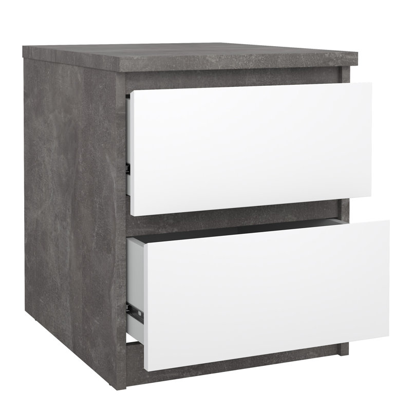 Bertraut 40.4cm W Manufactured Wood Bedside Table, White/Grey