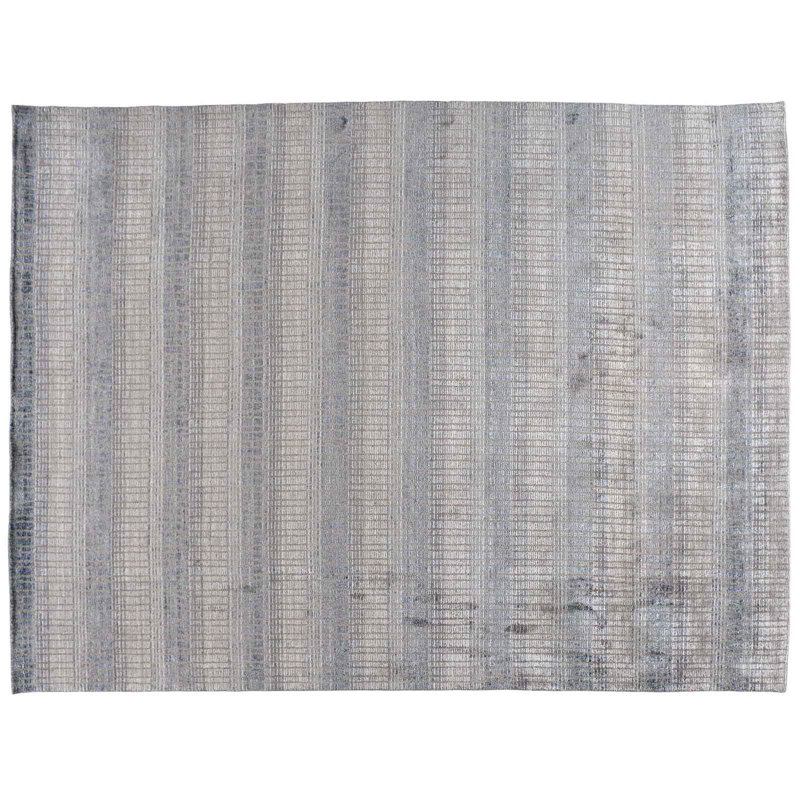 Tapis unique noué à la main beige / gris 9 pi x 12 pi