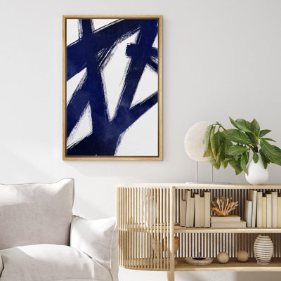 " Navy Blue Grunge Paint Stroke Landscape Woodland "