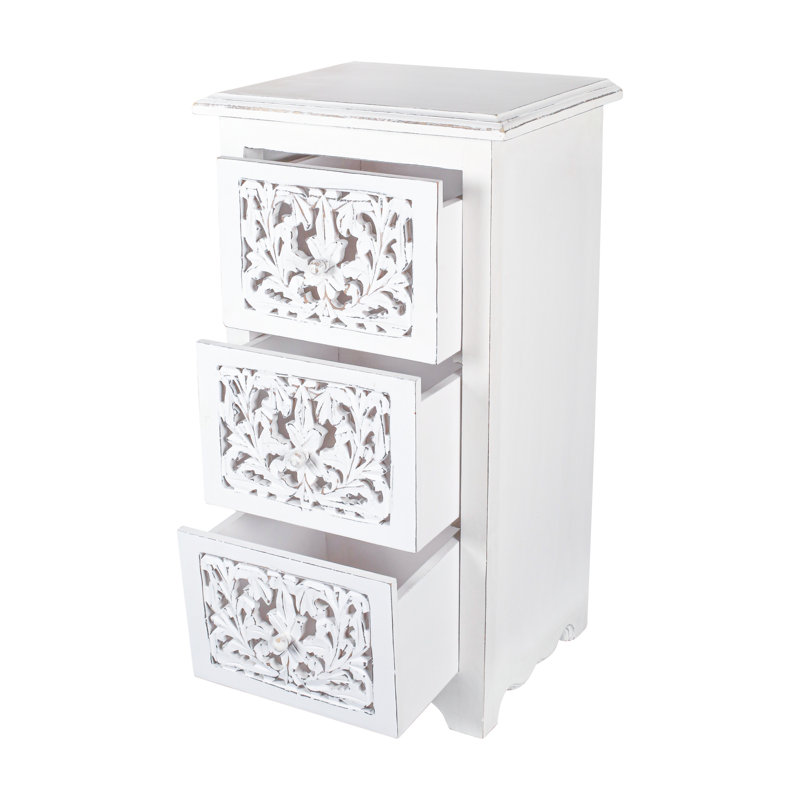 Calliphon 83.82 cm W Bedside Table, White
