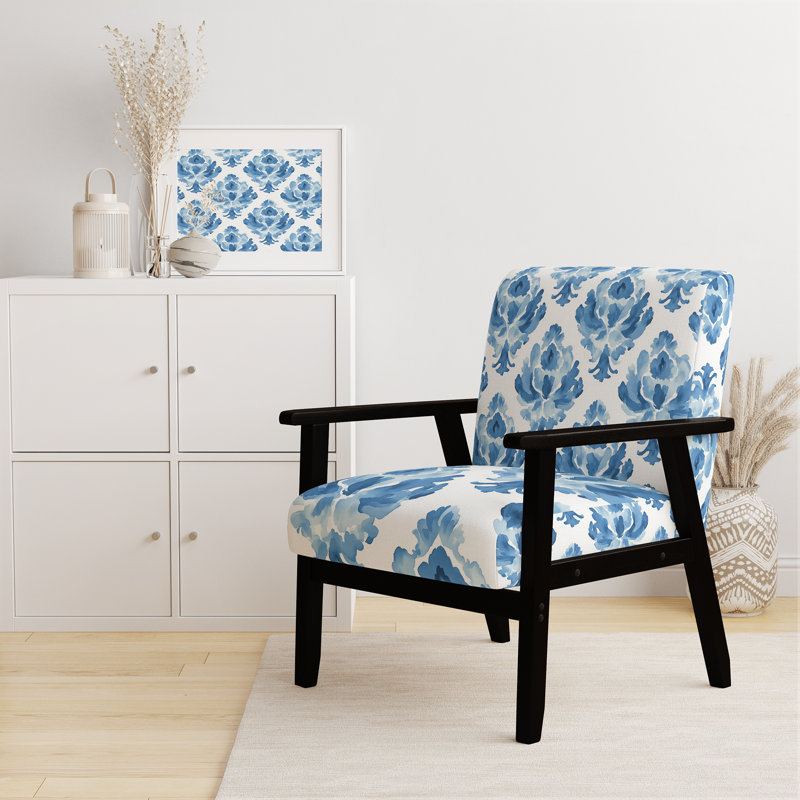 Chaise d'appoint Boho - Fauteuil Cloud Ikat, Accoudoirs carrés noirs