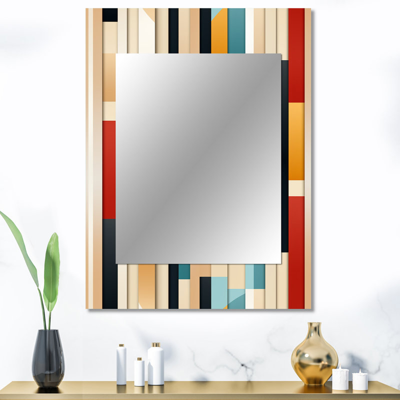 Shaneqwa Modern Bold Stripes Pattern - striped  Decorative Wall Mirror, Modern Large Mirror, Printed Metal Art, 40" x 30"