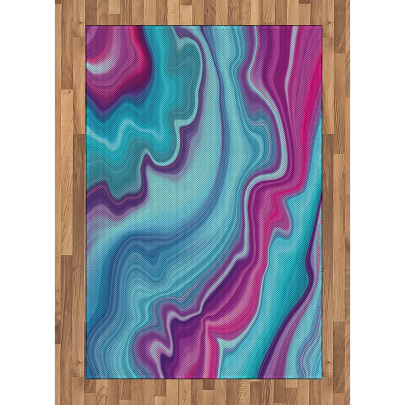Marble Print High Density Long Fiber Poly Threads Decorative Area Rug Carpet, Rectangle 4' x 5'8"