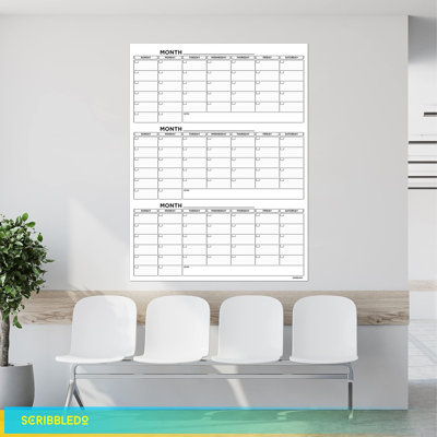 Grand calendrier tableau blanc effaçable à calendrier 36 po x 48 po