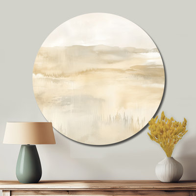 Neutral Abstract Field - Landscapes Large Round Metal Wall Art