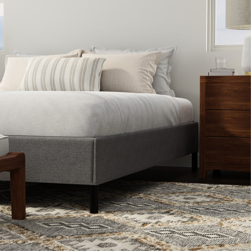 Structure de lit simple tapissier noir et gris TG, base pour toutes les variétés de matelas standard, profondeur de produit de 80 po, largeur de 38 po, hauteur de 15 po, 42 lb, matelas en mousse sans outil, outils nécessaires