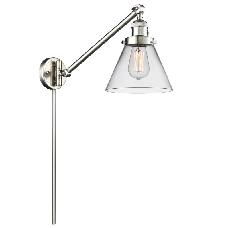 Neill Swing Arm Sconce, Matte White Cased, Brushed Satin Nickel