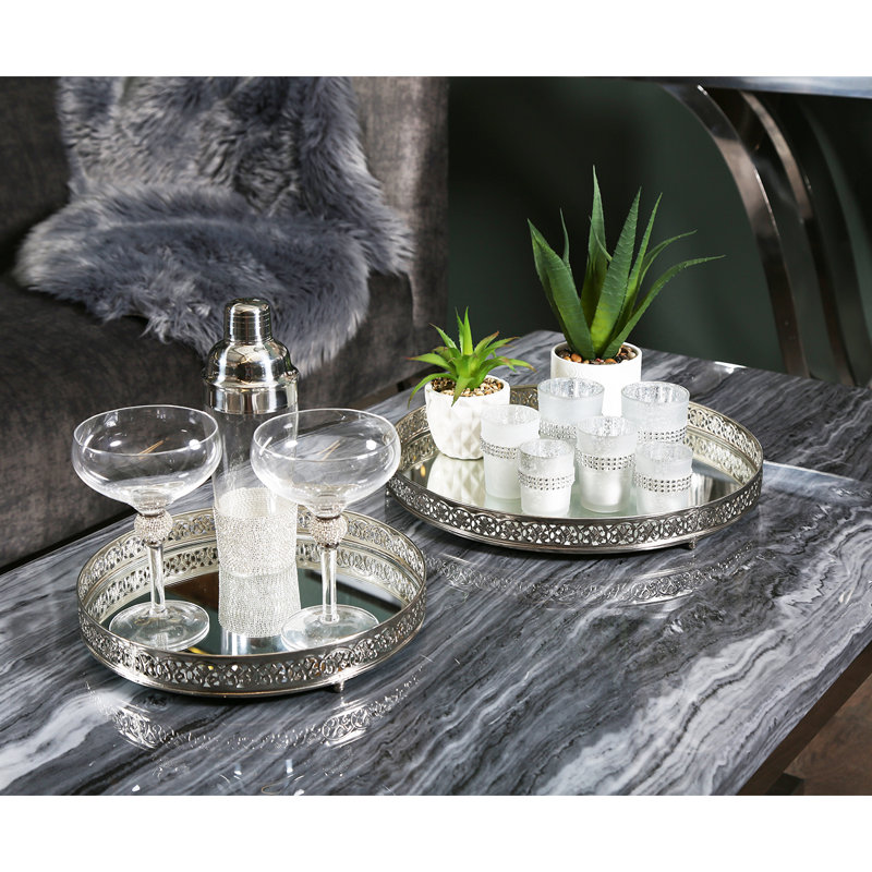 Bakker Metal Serving Tray for Living Room and Dining Table, Mirrored Tray for Decor, 40cm W x 40cm D