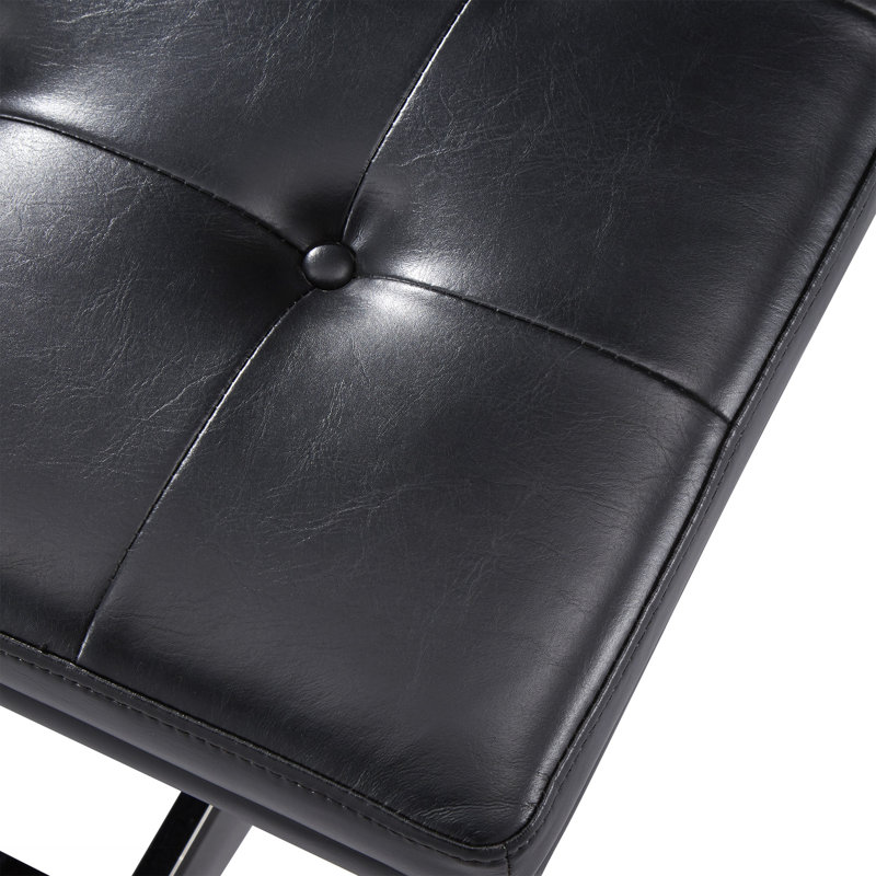 Banc rembourré Emojean, Similicuir noir