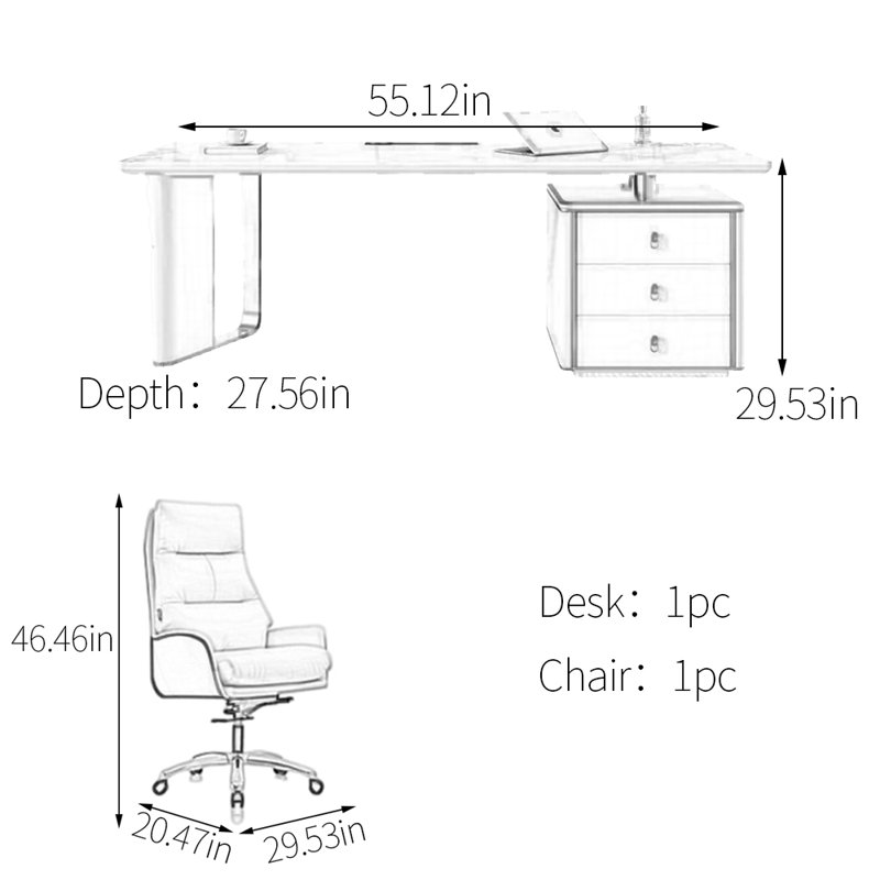 Degroot, H 29,53 po x l 55,12 po x P 27,56 po, Blanc / Gris