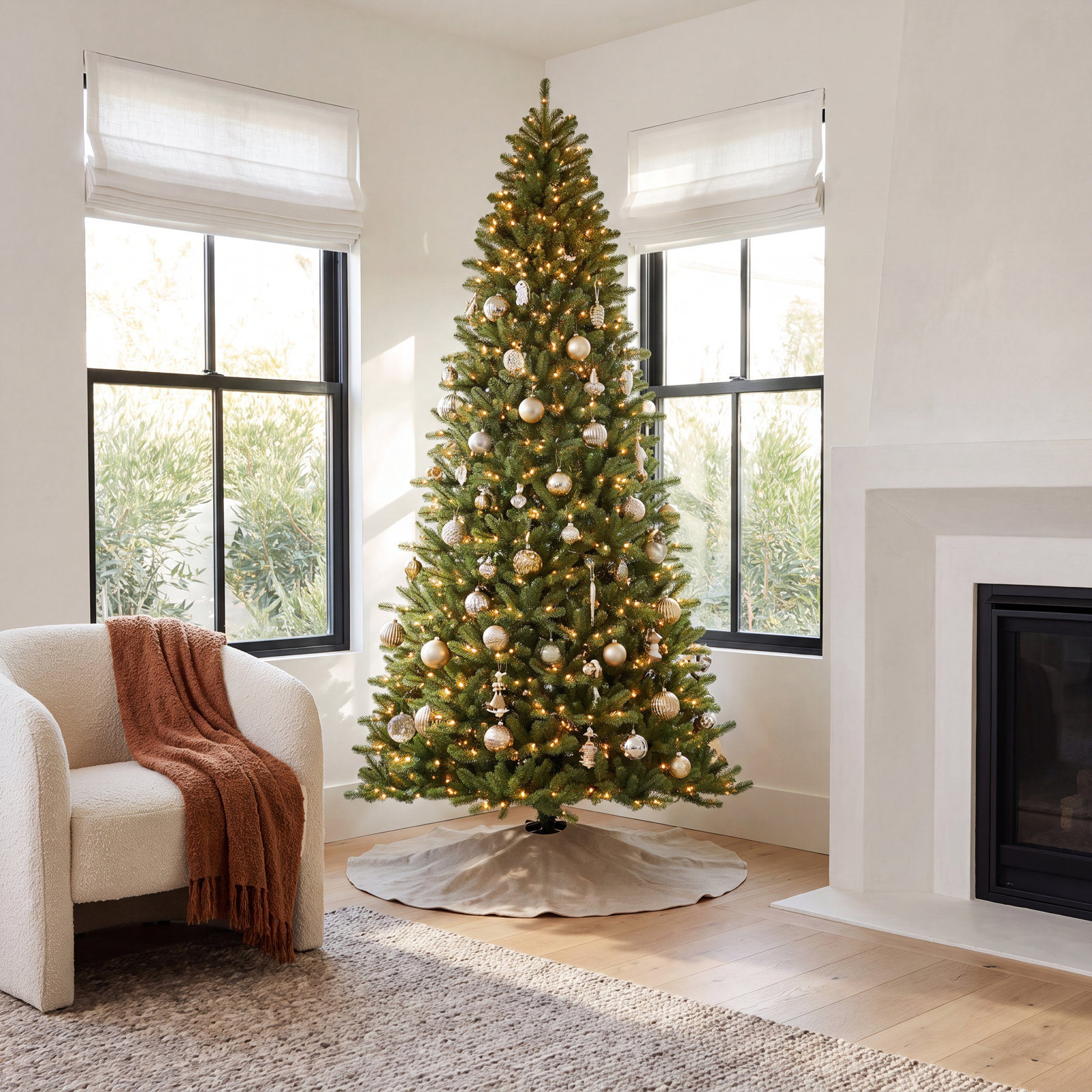 Lighted Artificial Fir Christmas Tree, 12' H