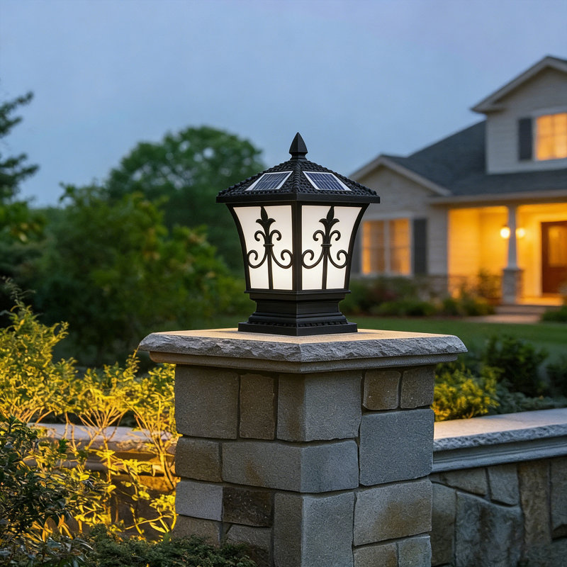 Vintage Solar Outdoor Post Light With Remote, 17.3" H Waterproof Lantern With 4 Color Modes, E26 Base (bulb not included)