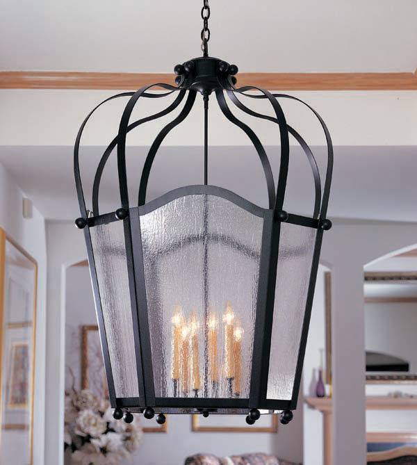 Lustre lanterne à 6 lumières Citadel, Noir délavé, Mica véritable