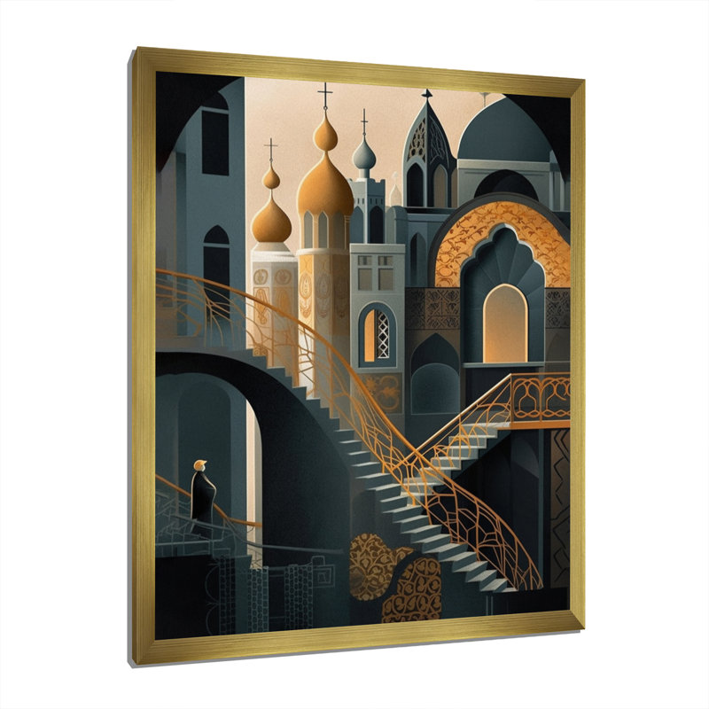 «Arab City I», reproduction sur toile, Encadrement doré, L 30 po x H 40 po